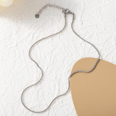 18K Sparkling Necklace, 316L Stainless Steel, Ready to Wear Necklace, 40+5cm/17.7 inch ZD007