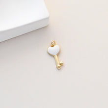Load image into Gallery viewer, Enamel Love Lock Charm, Heart Key Pendant, 18K Gold Plated Necklace Making Pendant, Love Key Pendant, Jewelry Findings S1341