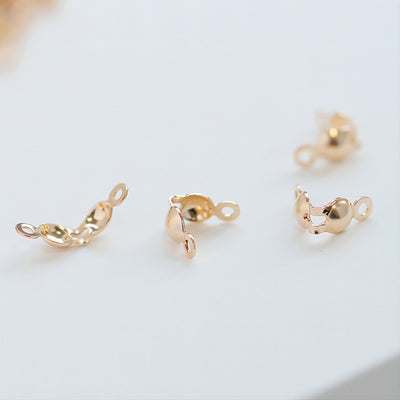 10pcs 14K Gold Filled Clamshell Bead Tips, Calottes Crimps, Bead Ends (4x7mm), Jewellery Making Findings B034