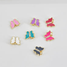 Load image into Gallery viewer, Enamel Butterfly Dangle Pendants, 18K Gold Plated Enamel Butterfly Pendant, Earring Making Charm, Jewelry Findings S20787