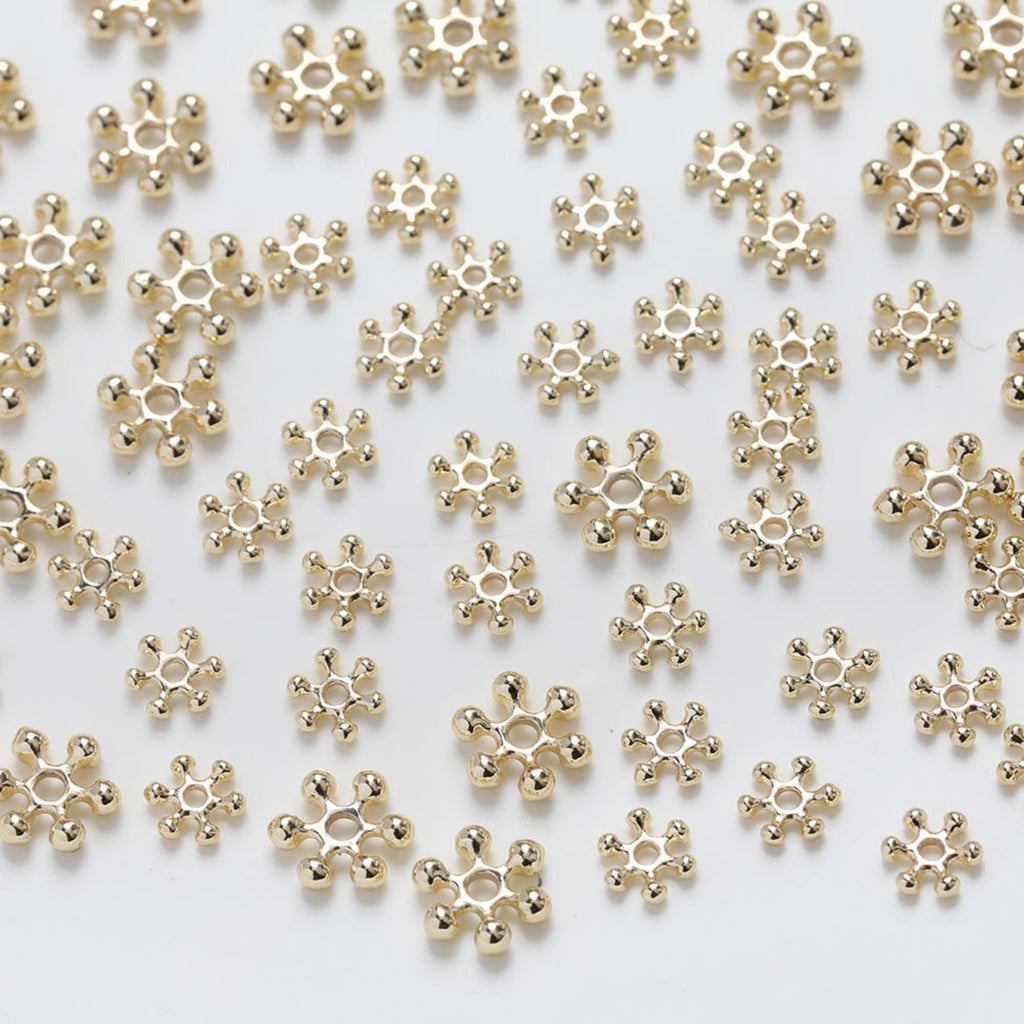 Flower Spacer Beads, 14K Gold Plated, 4mm, 5mm, 7mm, Dainty Earring Making Beads, Jewelry Finding SC010