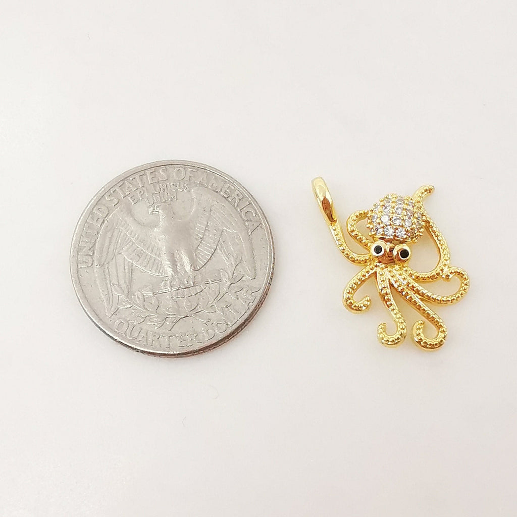 Octopus Charms, Crab Charms, 18K Gold Plated Cubic Micro CZ Pave Charms, Octopus Pendant for Necklace Jewelry Findings
