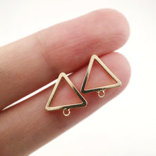 Load image into Gallery viewer, 4pcs 14K Gold Triangle Post With Loop, Openwork Triangle Stud Earring Nickel Free, 12x10mm, Hypoallergenic Earring Findings Z075
