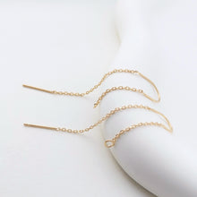 تحميل الصورة إلى عارض المعرض، 10 قطع - أقراط مطلية بالذهب عيار 14 قيراطًا، أقراط بخيط 65 مم، سلك سلسلة بيضاوي مع حلقة، أقراط سلسلة، Z055