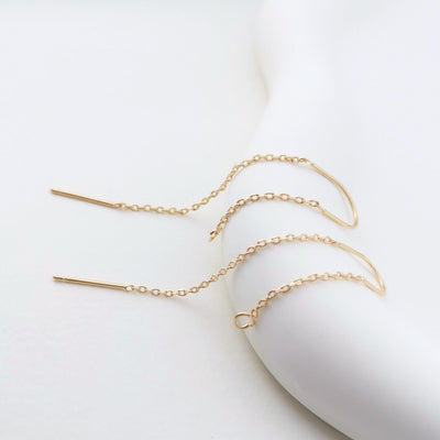 10 قطع - أقراط مطلية بالذهب عيار 14 قيراطًا، أقراط بخيط 65 مم، سلك سلسلة بيضاوي مع حلقة، أقراط سلسلة، Z055