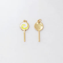 Load image into Gallery viewer, Enamel Lollipop, Colorful lollipop Pendant, 18K Gold Plated CZ Pave, Necklace Making Charms, Jewelry Findings S20449
