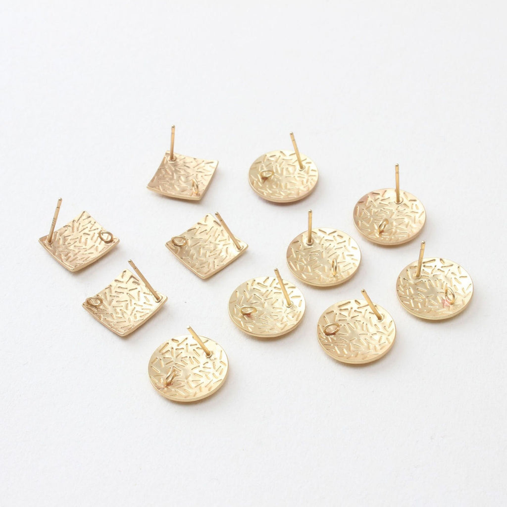 Pendiente redondo/cuadrado texturizado con aro, pendiente de plata S925 sin níquel, pendiente de botón de oro mate, accesorios hipoalergénicos GZ187