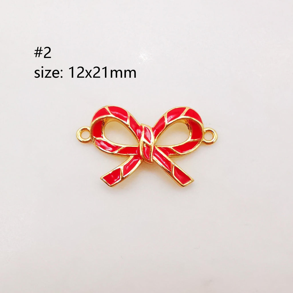 Enamel Connectors, Duck/Bow/Flower/Elephant Connector, 18K Gold Plated CZ Pave, Bracelet Making Charms, Jewelry Findings S1012