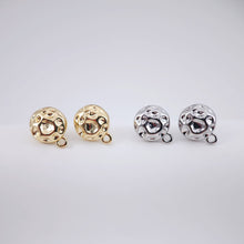 Load image into Gallery viewer, Round Hammered Earring Post Earrings, Gold Earring Post with Loop, Hypoallergenic, Earring Findings, Handmade Earring Supplies D0050