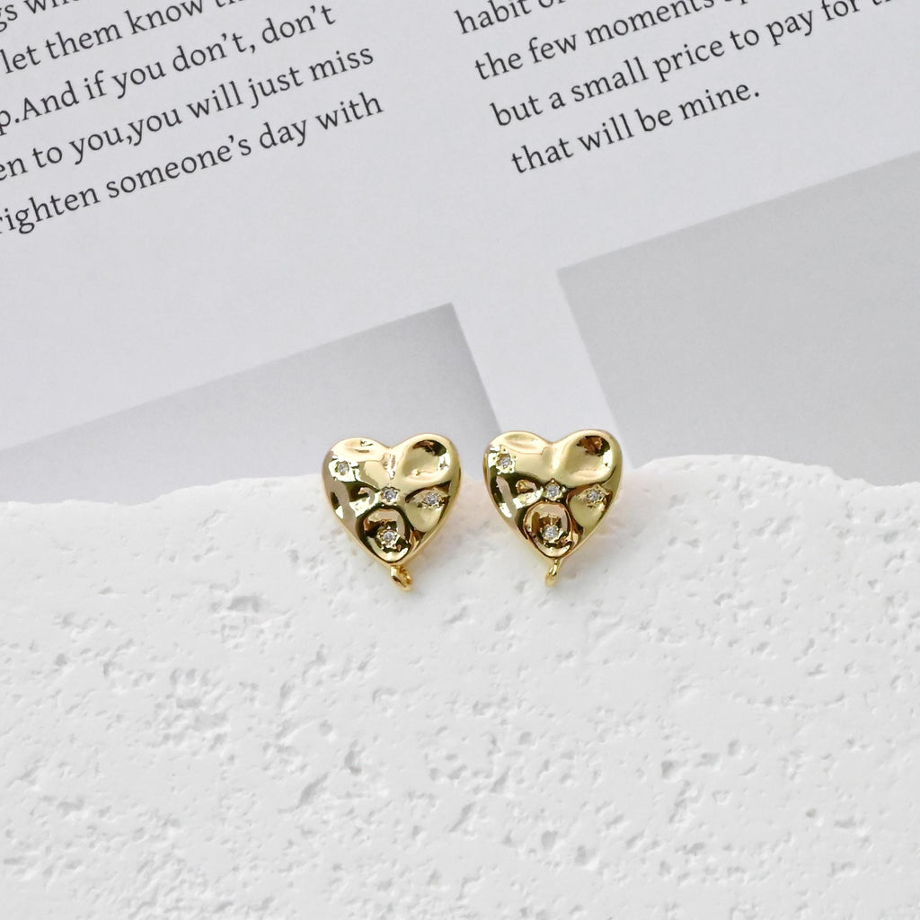 أقراط على شكل قلب مطروق، مطلية بالذهب عيار 18 قيراطًا، خالية من النيكل، دبوس من الفضة الاسترلينية S925، أقراط أذن مضادة للحساسية، رقم المنتج D0437