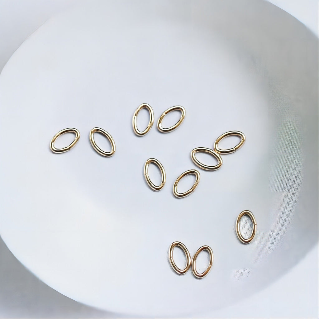 14K Gold Filled Oval Open Jump Rings- [10PCS/Pack] Oval Jump Ring Connectors, Gold Filled Jewelry Making Supply BL013
