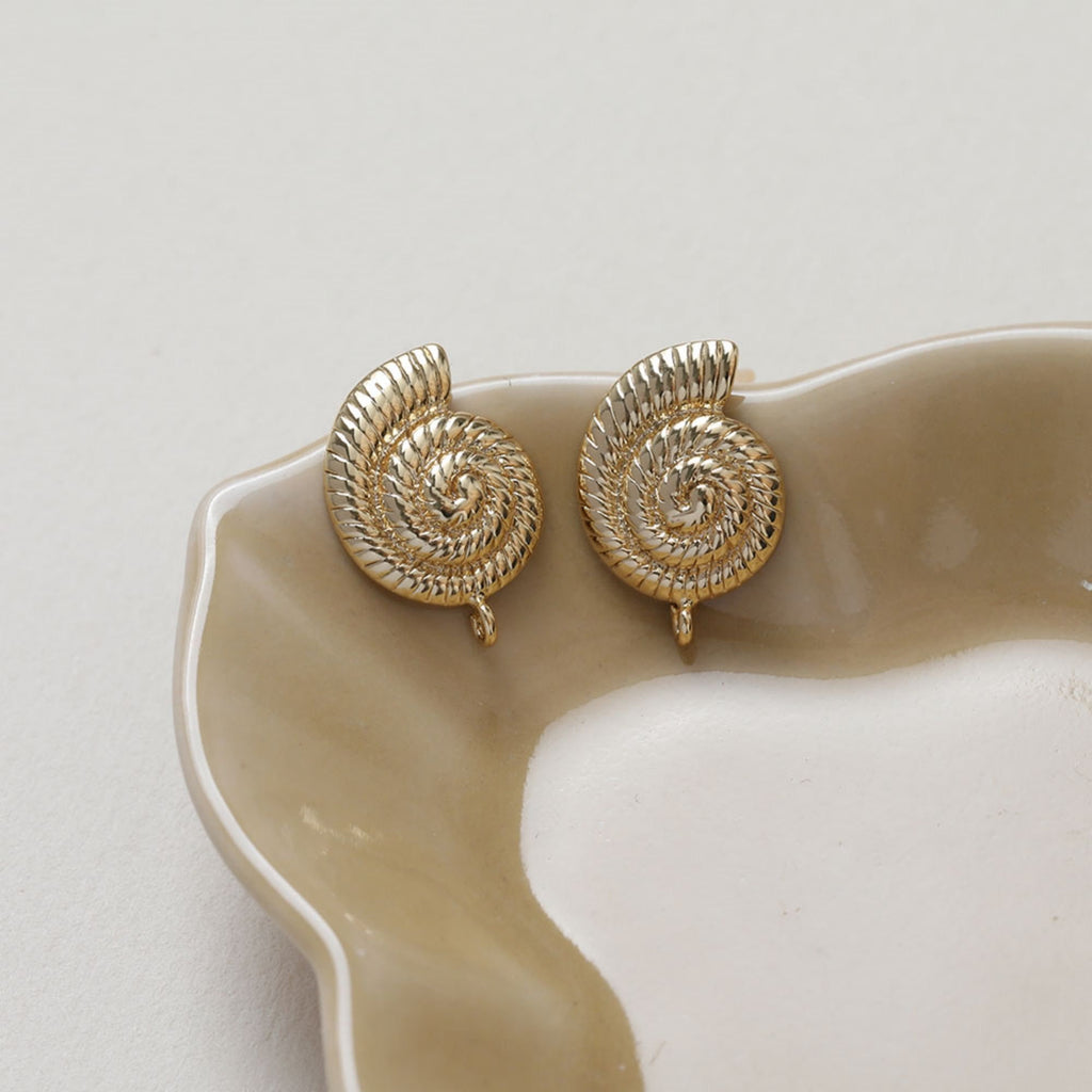 Shell Ear Post With Loop, S925 Silver Ear Pin Nickel Free, Gold/Silver Ear Stud, Hypoallergenic Earring Findings BB128-ZX163