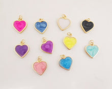 Load image into Gallery viewer, Multicolor Enamel Heart Charm, 18K Gold Plated Heart Pendant, 15mm, Necklace Bracelet Making Pendant S20316