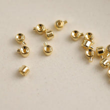 Load image into Gallery viewer, 20pcs 18K Gold Plated Crimp End Beads, Cord ends, Bead Ends 3.2mm, hole 1mm, Jewellery Making Findings ZZ005-ZX7049