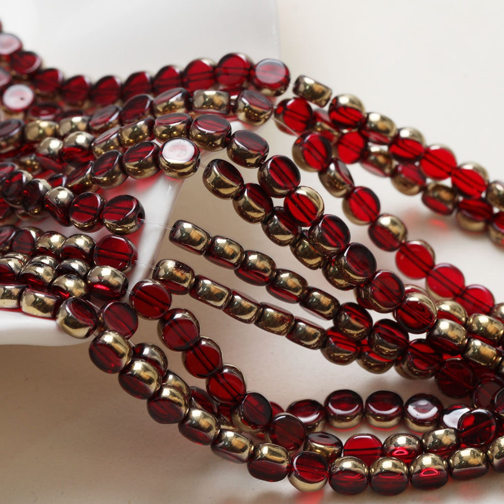 Gold Rimmed Round Glass Beads, 6*3mm, Crystal Glass Loose Beads for Jewelry Making, DIY Beads Finding GZ550