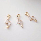 CZ Pave Lightning Pendant, Cubic Pendant, Earring Connectors, Real Gold Plated Brass Earring Charms, Jewelry Findings D0072