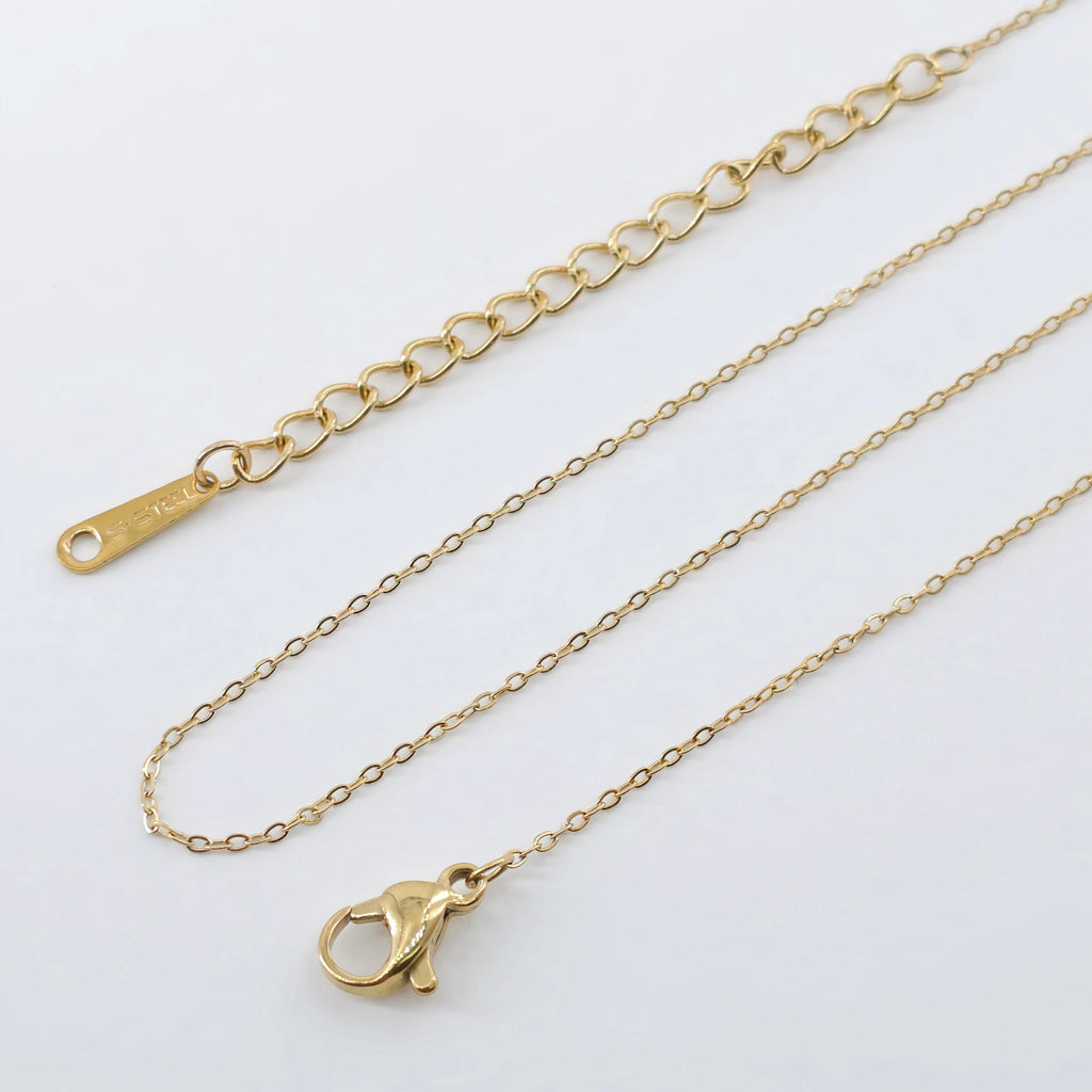 14K Finished Necklace Chain, Oval Cable Necklace, 316L Stainless Steel, Oval Chain, Ready to Wear, 42+5cm/18.5 inch, JR003