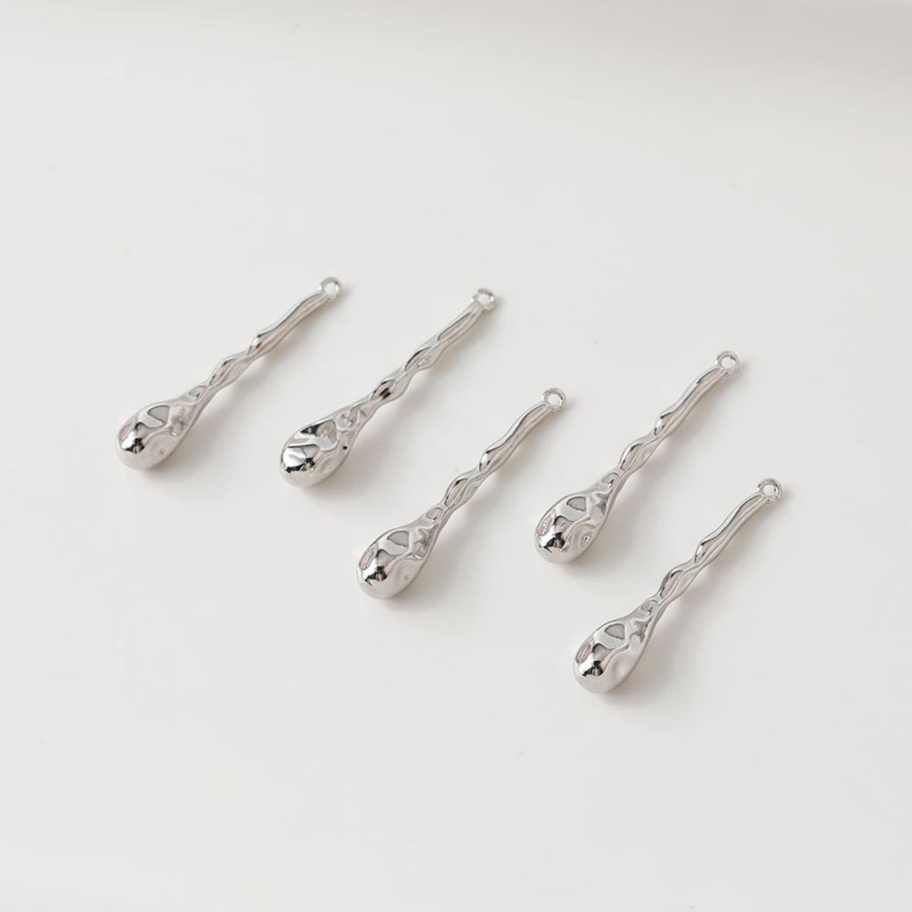 Drop Shaped Textured Pendant, Charm, 14K Gold/Silver Plated, Jewelry Making Findings ZZ021