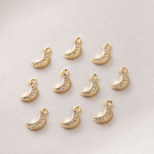 Load image into Gallery viewer, Sun, Moon, Star Charm, CZ Pave Pendant, 18K Gold Plated Rainbow Pave Pendant, Necklace Making Charm, Jewelry Findings JG012