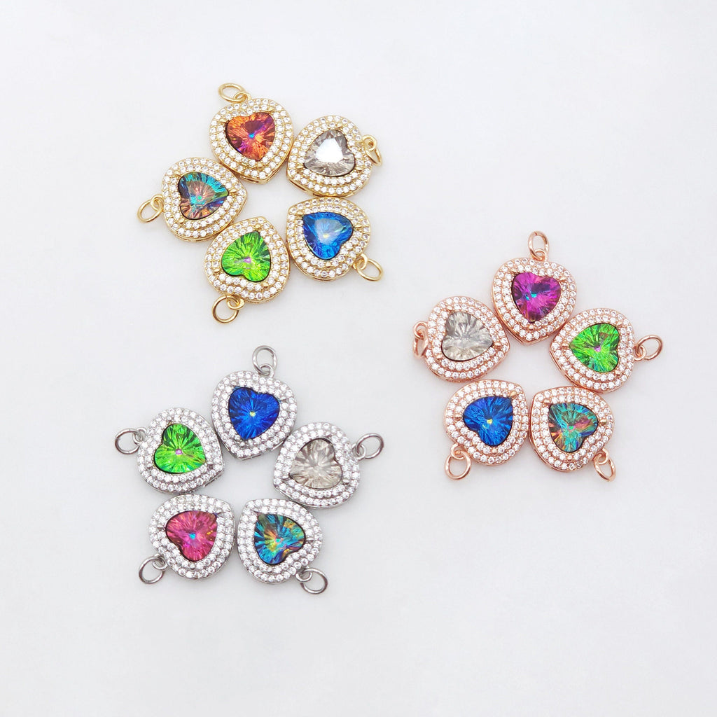 Dije de candado de corazón, colgante de corazón de cristal cúbico pavé, chapado en oro de 18 quilates, para hacer collares y pulseras, accesorios de joyería S20498