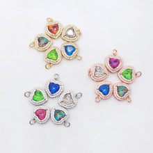 Cargar imagen en el visor de la galería, Dije de candado de corazón, colgante de corazón de cristal cúbico pavé, chapado en oro de 18 quilates, para hacer collares y pulseras, accesorios de joyería S20498