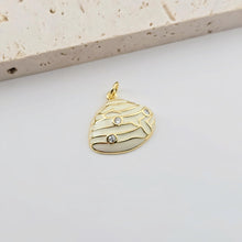 Load image into Gallery viewer, Enamel Shell Charms, 18K Gold Plated Charm, Cubic Zirconia Pave Charm, Jewelry Making Pendant S1288