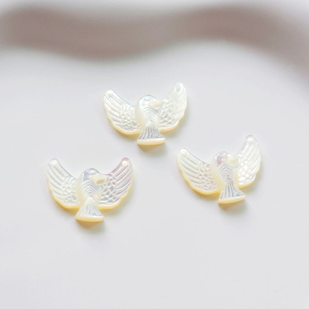 Eagle White Mother-of-Pearl, MOP Shell Pendant, White Nacre, Shell Charm, Mother of Pearl Jewelry Making Findings RY026