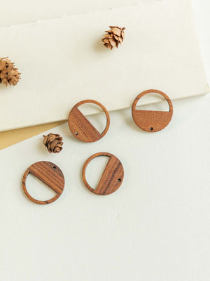 2PCS Round Openwork Geometric Wooden Pendant, Necklace Making Findings JT094