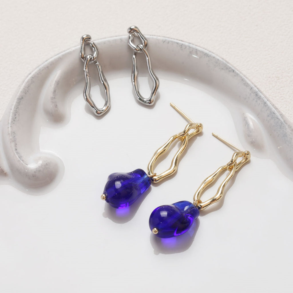 Pendientes de plata de ley 925 con pasador irregular y aro, sin níquel, de oro y plata, hipoalergénicos ZZ033