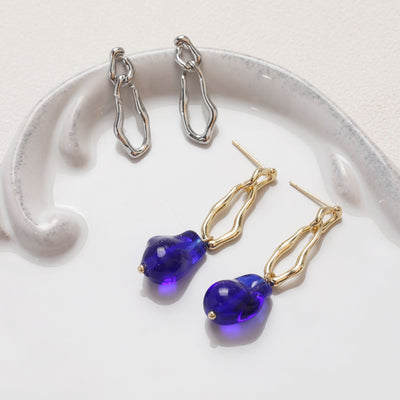 Pendientes de plata de ley 925 con pasador irregular y aro, sin níquel, de oro y plata, hipoalergénicos ZZ033