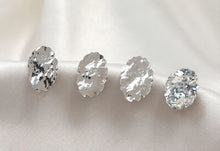 Load image into Gallery viewer, Hammered Ear Post With Loop, Oval Shape, S925 Silver Ear Pin Nickel Free, Gold Ear Stud, Hypoallergenic Earring Findings G009-ZX7002