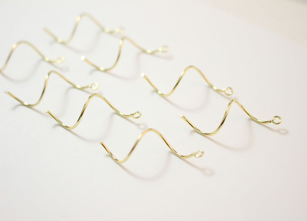 10pcs Danity Wave Connector with loops, 14K Gold/Silver Plated Earring Making Findings, Jewelry Findings GZ161