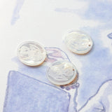 Oval-shaped Tulips Mother-of-Pearl, MOP Shell Pendant, Engraved White Nacre, Shell Charm, Mother of Pearl Jewelry Making Findings RY011