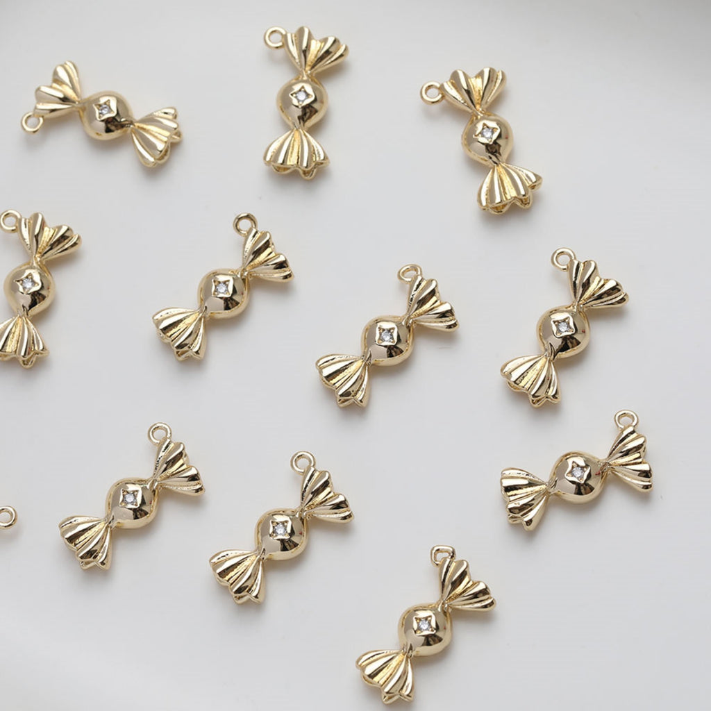Gold Candy Charm, Candy Pendant, Real Gold Plated, Silver Candy, Necklace Making Charm, Jewelry Findings GZ521