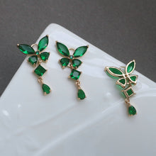 Load image into Gallery viewer, 10pcs Butterfly drop Pendant, Cubic Zircon Crystal Pendant, Bracelet Necklace Pendant, 14K Real Gold Plated, Jewelry Findings HL118-F090
