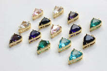 Cargar imagen en el visor de la galería, Dijes de corazón de cristal, 13 colores a elegir, colgante de corazón chapado en oro y plata de 18 quilates, accesorios de joyería GZ426