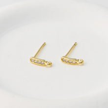 Load image into Gallery viewer, CZ Pave Rectangular Earring Post With Loop, S925 Silver Pin Nickel Free Post, 18K gold Plated, Hypoallergenic Earring Findings S1461
