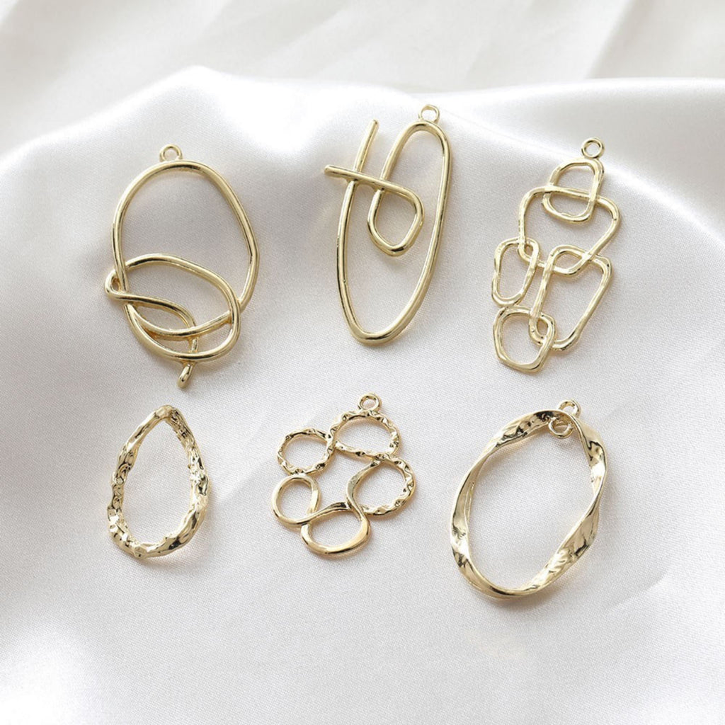 10pcs Irregular Openwork Pendant, Niche Style Charm, 18K Gold Plated Charm, Necklace Pendant GZ281