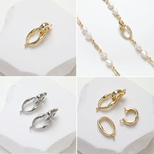Cargar imagen en el visor de la galería, Cierre de doble bucle, conector para collar, chapado en oro/plata de 14 quilates, para crear collares y pulseras, accesorio de joyería GZ235
