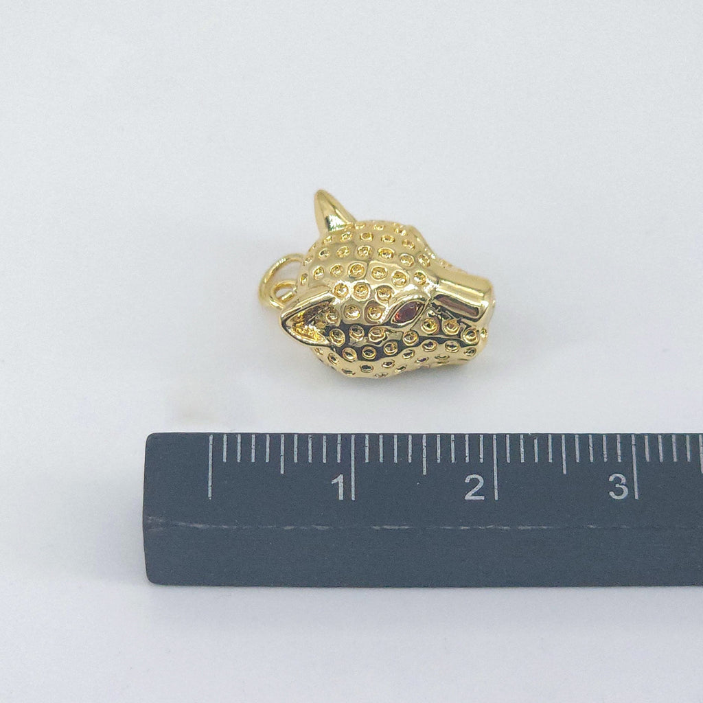 Leopard Head Spacer Pendant, 18K Gold Animal Head Charm For Bracelet Necklace Making, CZ Pave, Jewelry Findings S20639
