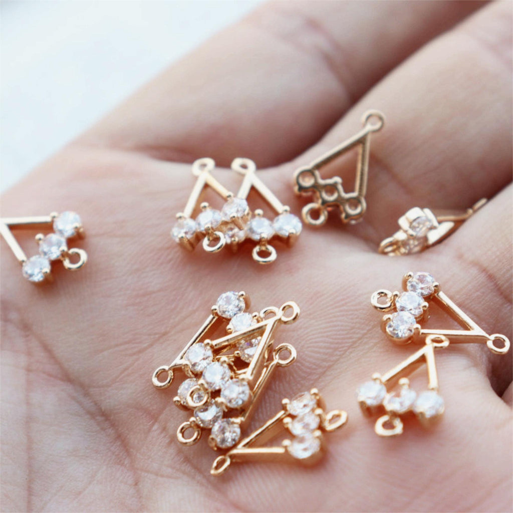 CZ Pave Crown-shaped Charm, Cubic Zircon Crystal Pendant, Bracelet Necklace Pendant, 14K Real Gold Plated, Jewelry Findings JY008-F137