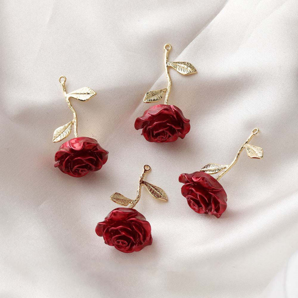 White Rose Flower Pendant, Resin Rose Pendant for Jewelry Making, DIY Jewerly Finding GZ334