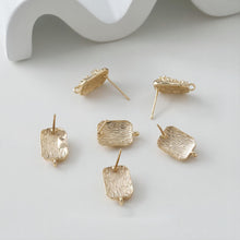 Load image into Gallery viewer, Rectangular Concave Convex Ear Post With Loop, S925 Silver Ear Pin Nickel Free, Gold/Silver Ear Stud, Hypoallergenic Earring Findings GE072
