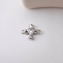 Load image into Gallery viewer, Cross Connector, Heart Cubic Zircon Pendant, Real Gold Plated Brass Earring Charms, Jewelry Findings S1207