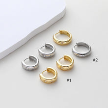 Cargar imagen en el visor de la galería, Aros de circonita cúbica con forma de estrella, aros redondos, pendientes de palanca chapados en oro de 18 quilates, aros tipo huggie, accesorios para pendientes DIY S1418