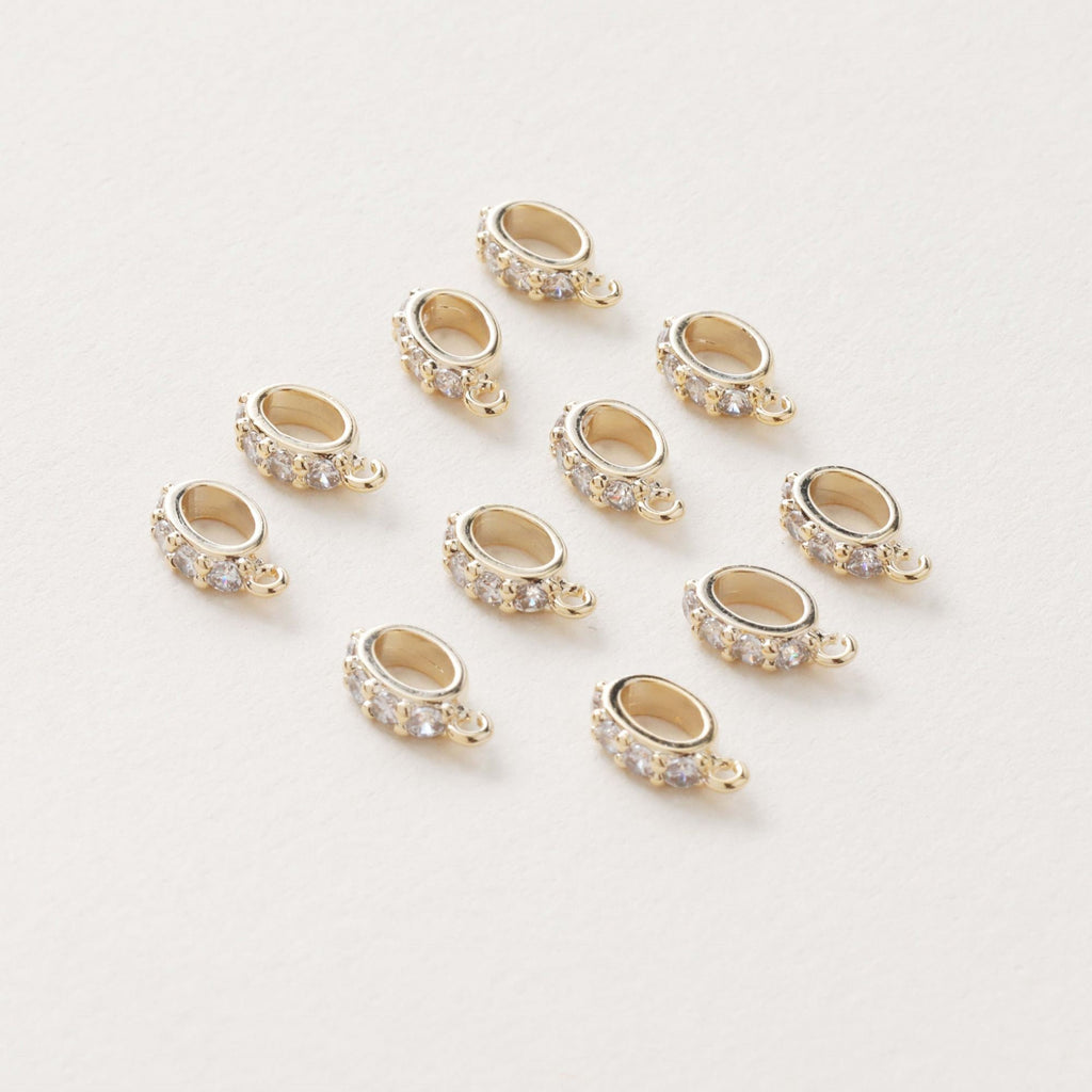 14K Gold Plated Pendant Top, CZ Pave Teardrop Connector, Cubic Zirconia Pendant Snap on Bails, Clasp Link, Jewelry Making GZ326