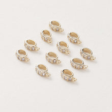 Load image into Gallery viewer, 14K Gold Plated Pendant Top, CZ Pave Teardrop Connector, Cubic Zirconia Pendant Snap on Bails, Clasp Link, Jewelry Making GZ326