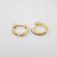 Load image into Gallery viewer, Cubic Ear Hoops Pave Crystal, 12mm, 18K Gold Plated Leverback Earrings, Huggie Hoops Earring S1105