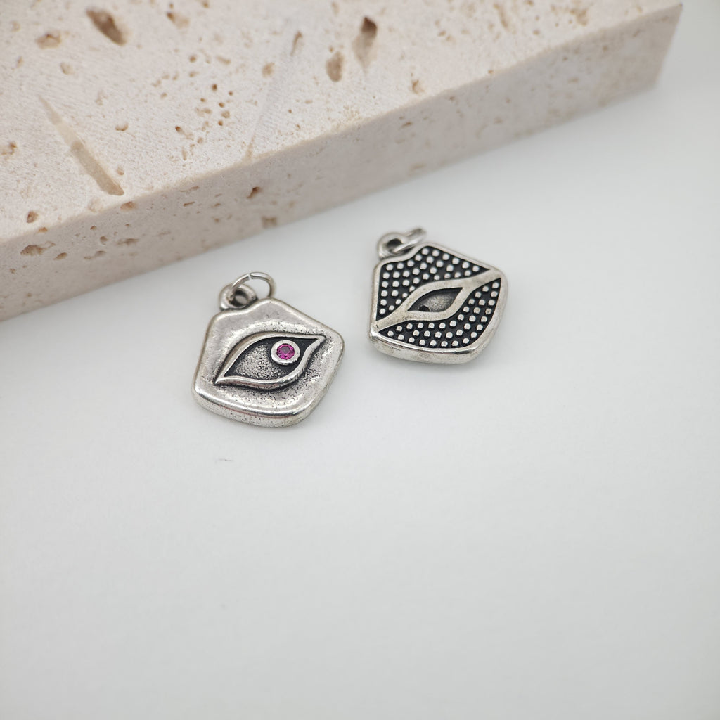 Evil Eye Charm, 18K Gold Plated Micro CZ Pave Eye Pendant, 12x13mm, Necklace Making Charm, Jewelry Findings S326