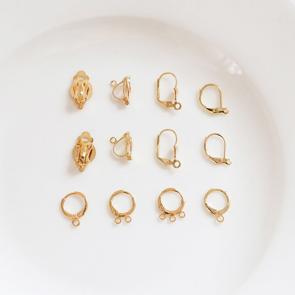 10 Pcs Hoop Earring Findings, with loop, Clip on, 18K Gold Plated, DIY Earring Finding BY008-ZX7024